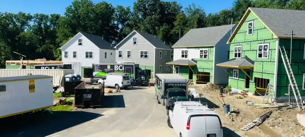 BCI Insulation team on a New England residential job site